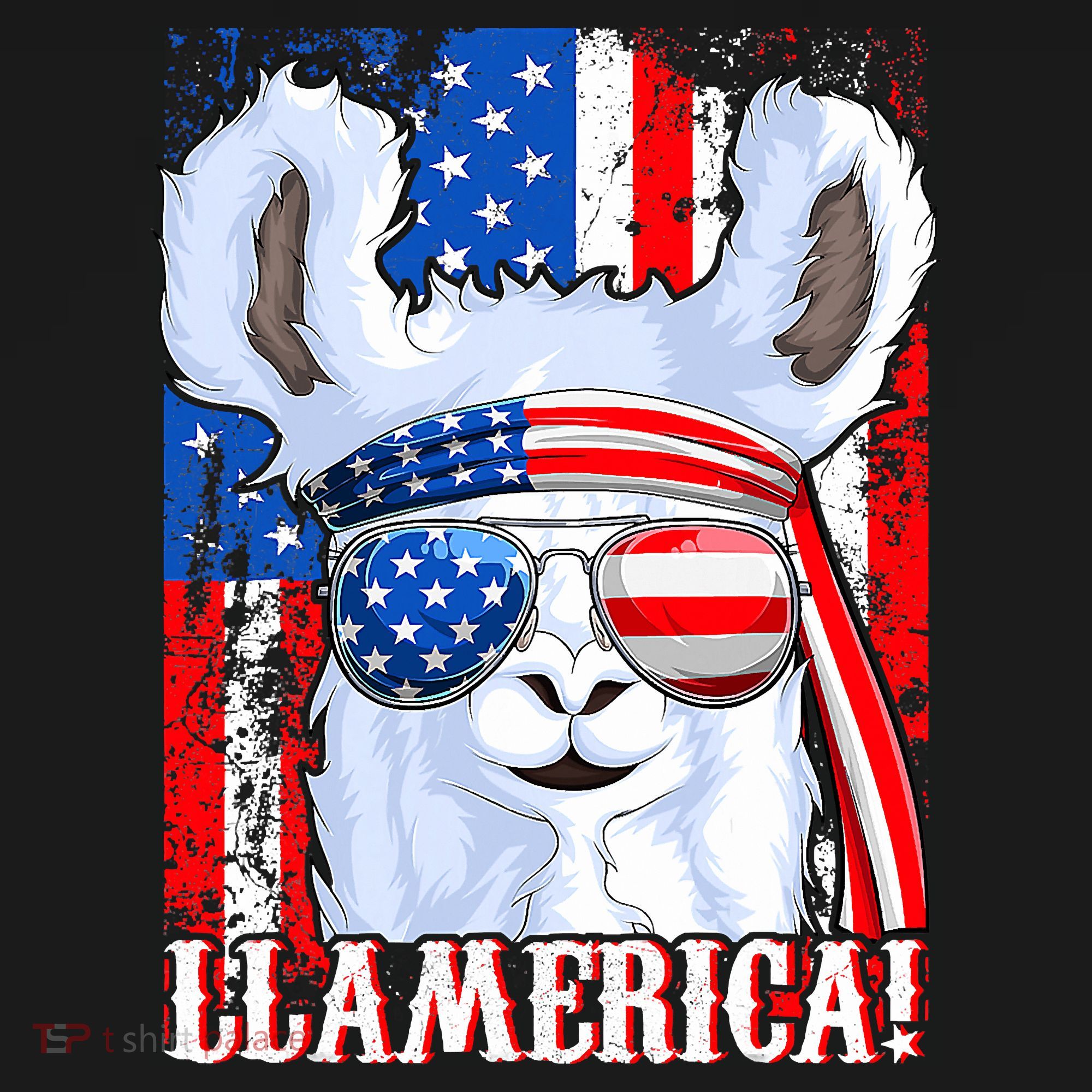 American Flag Funny 4th Of July Llamerica Polo