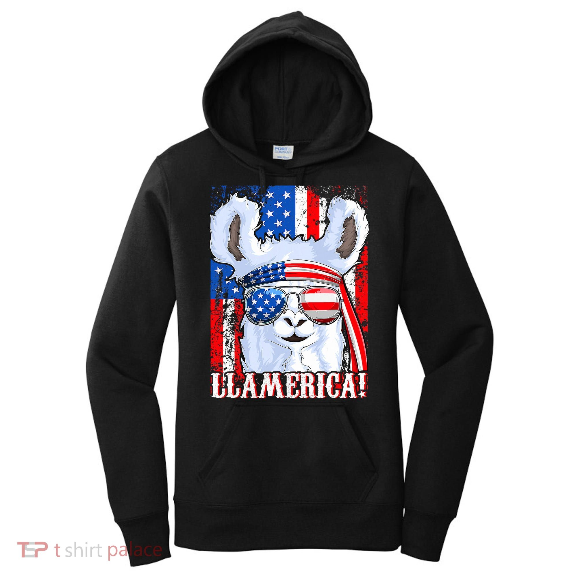 American Flag Funny 4th Of July Llamerica Women's Hoodie