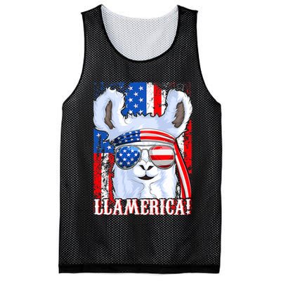American Flag Funny 4th Of July Llamerica Mesh Reversible Basketball Jersey Tank