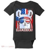 American Flag Funny 4th Of July Llamerica Baby Bodysuit thumb 0