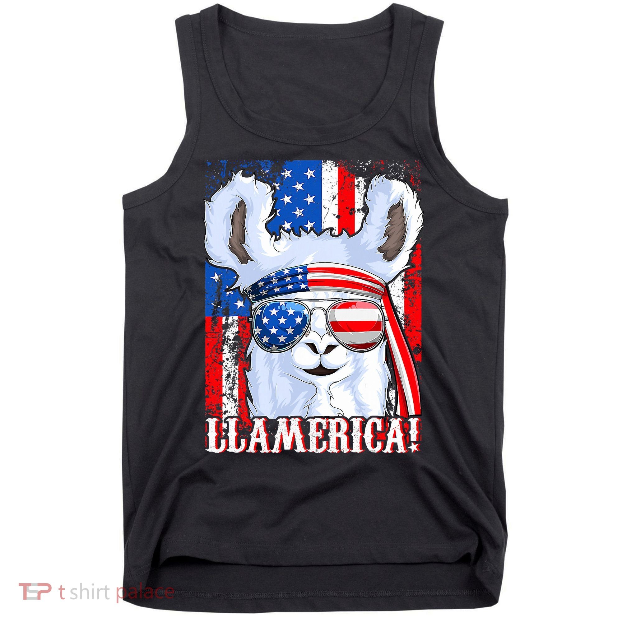 American Flag Funny 4th Of July Llamerica Tank Top