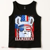 American Flag Funny 4th Of July Llamerica Tank Top thumb 2