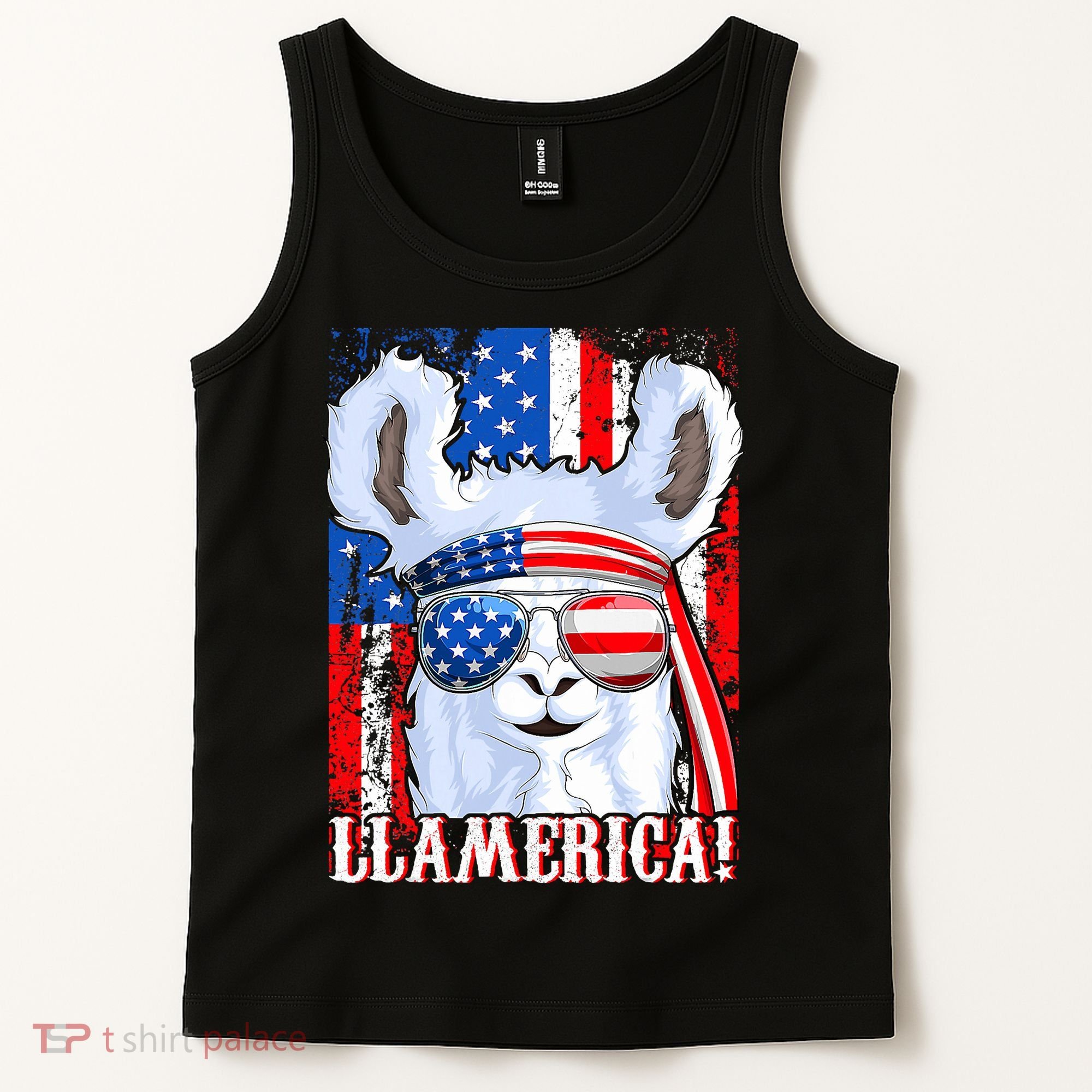 American Flag Funny 4th Of July Llamerica Tank Top