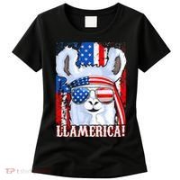 American Flag Funny 4th Of July Llamerica Women's T-Shirt thumb 0