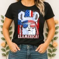American Flag Funny 4th Of July Llamerica Women's T-Shirt thumb 2