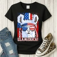 American Flag Funny 4th Of July Llamerica Women's T-Shirt thumb 3