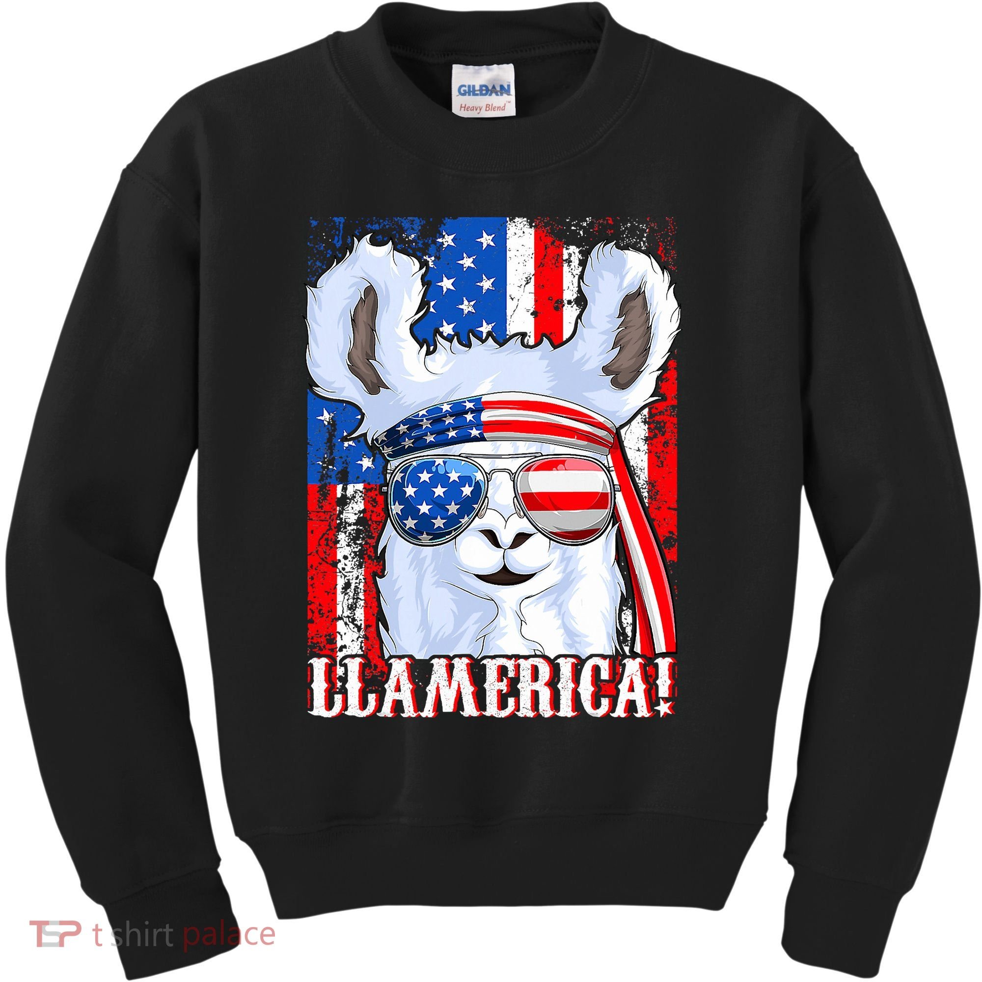 American Flag Funny 4th Of July Llamerica Kids Sweatshirt