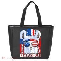 American Flag Funny 4th Of July Llamerica Tote Bag thumb 0