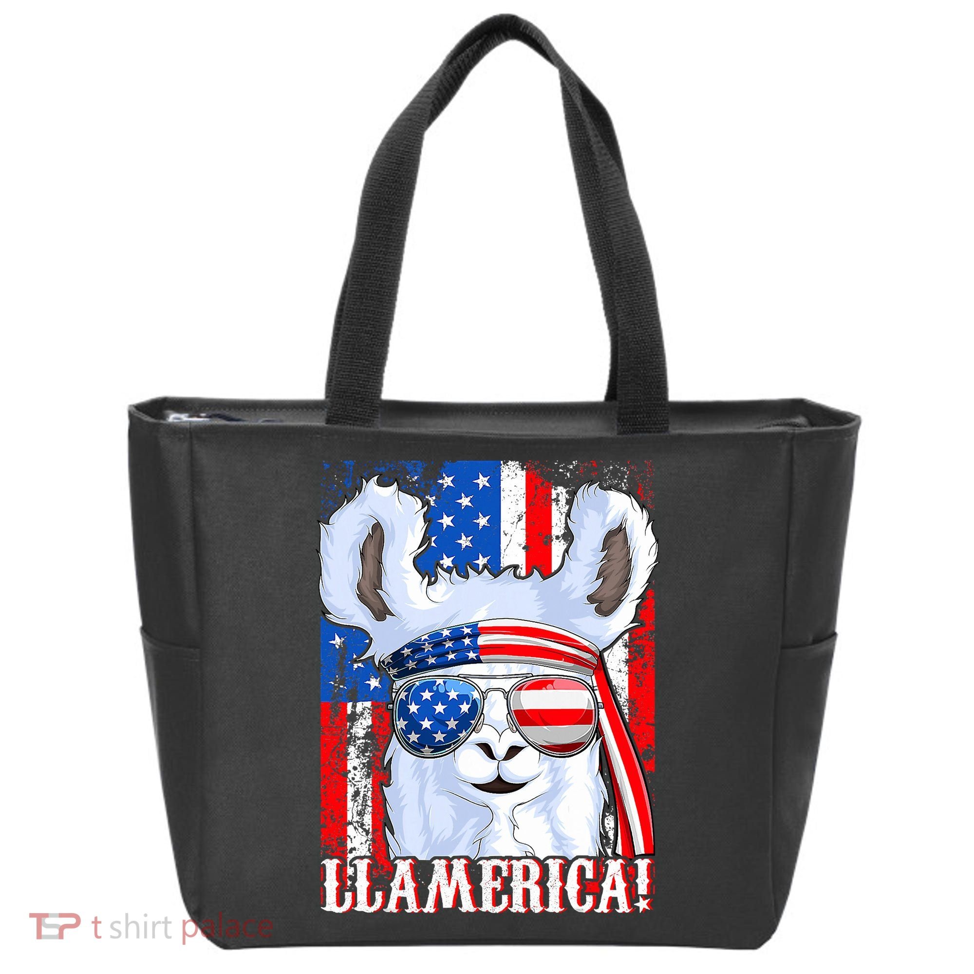 American Flag Funny 4th Of July Llamerica Tote Bag