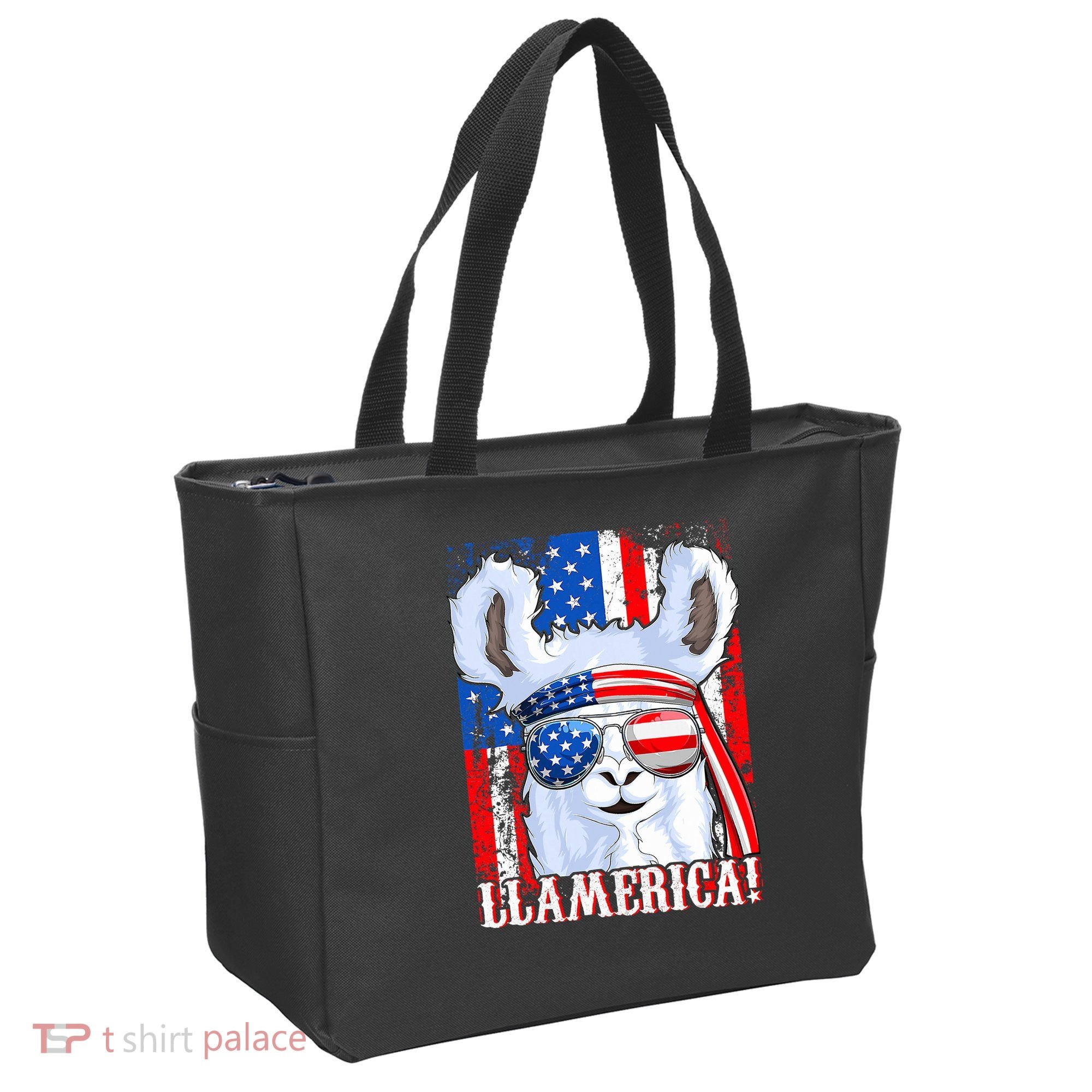 American Flag Funny 4th Of July Llamerica Tote Bag