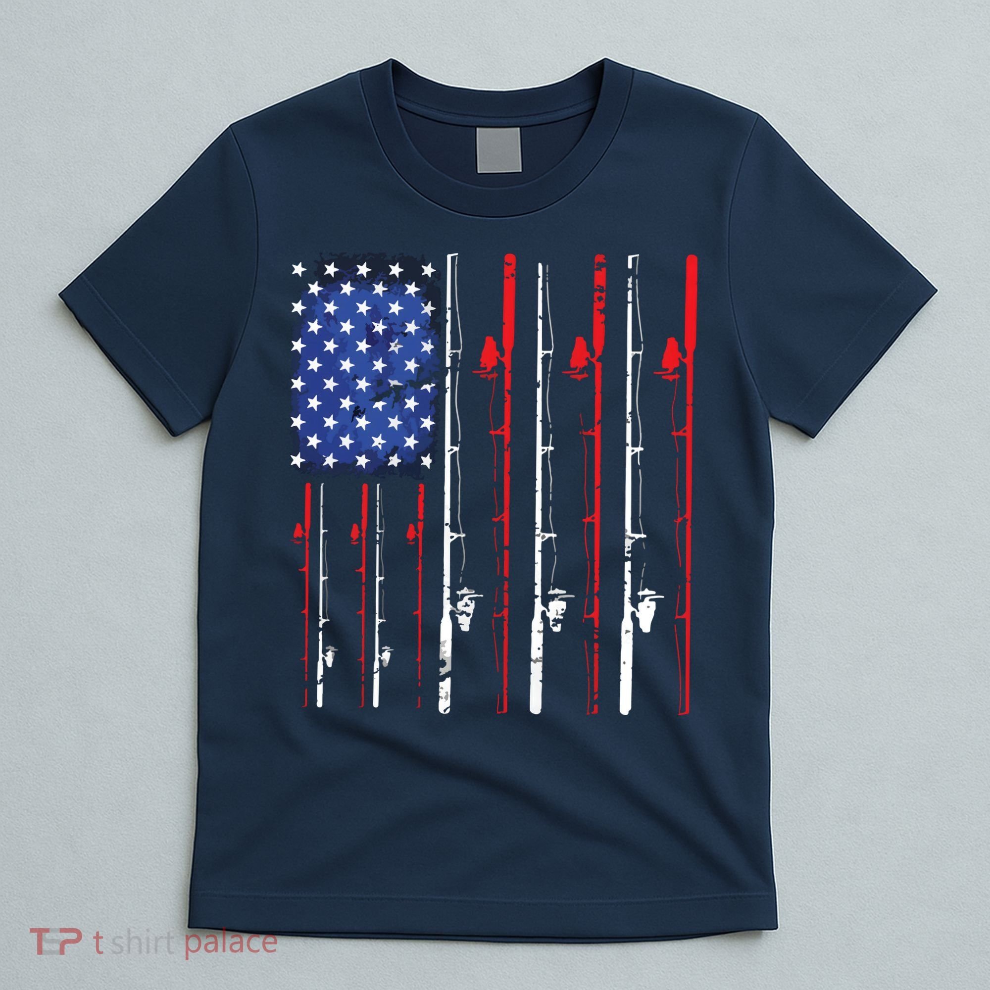 American Flag Fishing Rod Fishing Lover T-Shirt