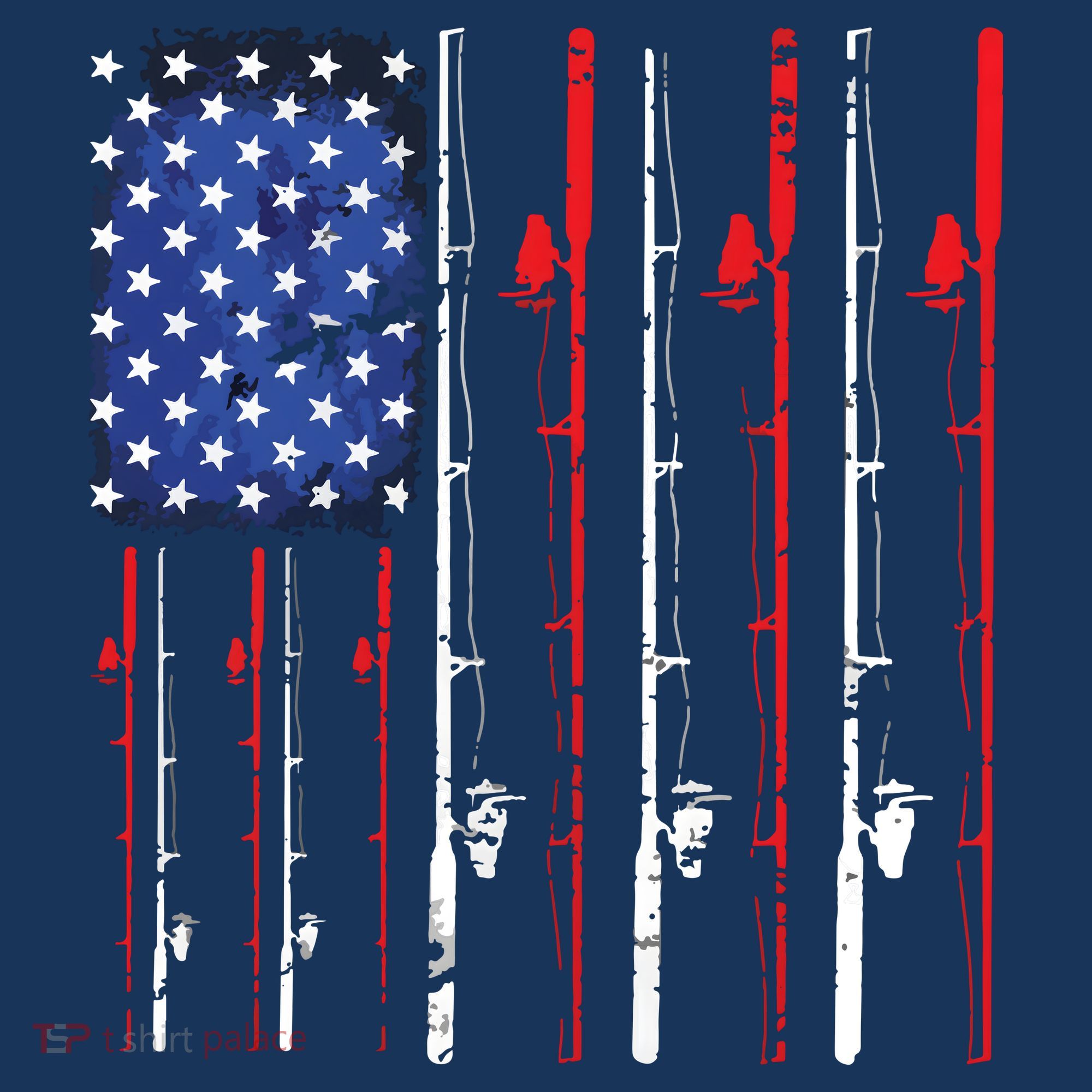 American Flag Fishing Rod Fishing Lover T-Shirt