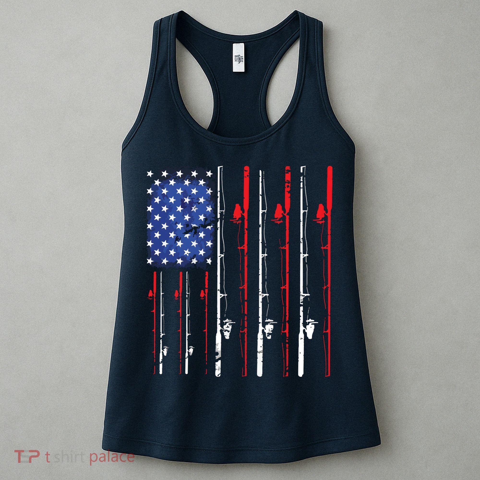 American Flag Fishing Rod Fishing Lover Women's Tank Top