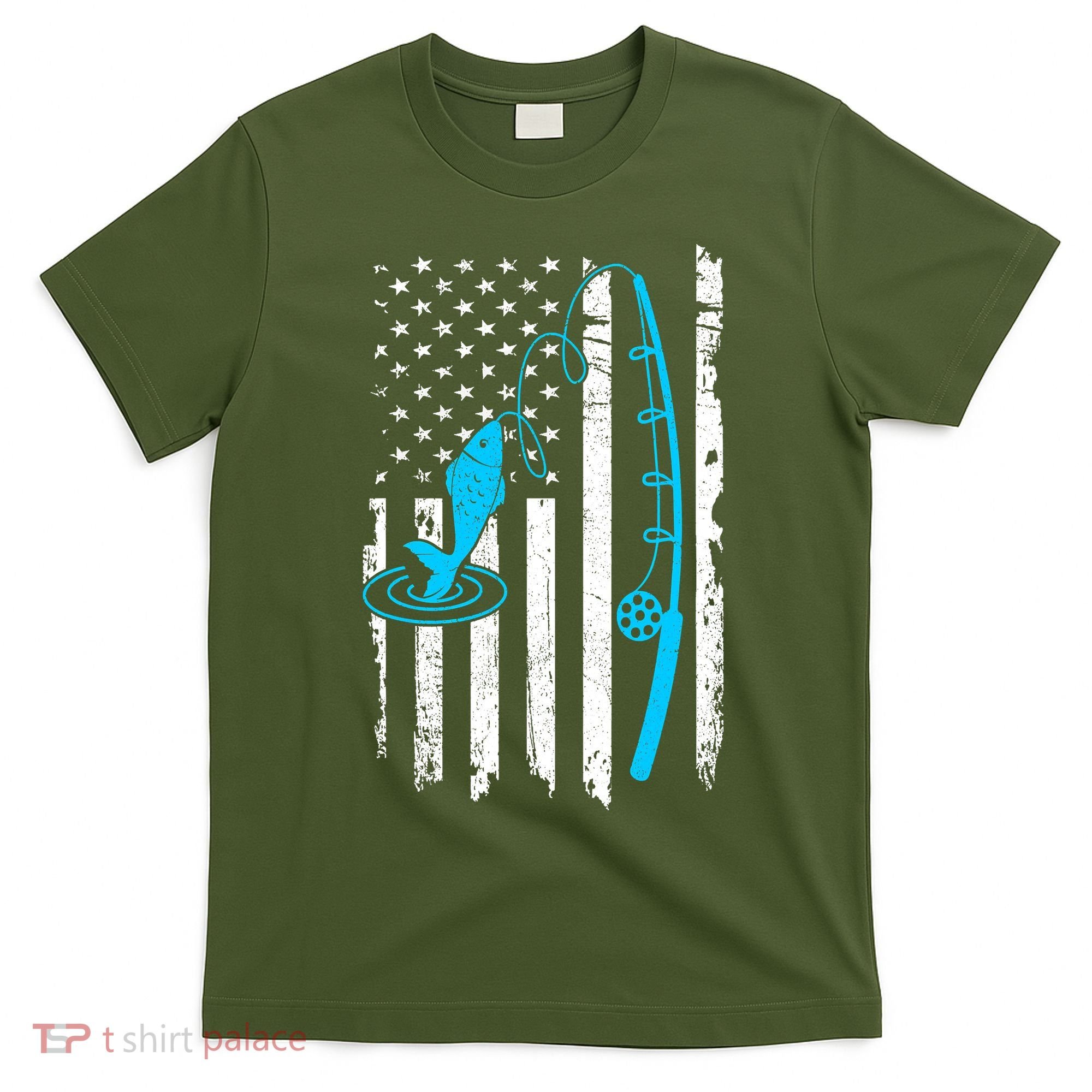 American Flag Fishing Vintage Fishing T-Shirt