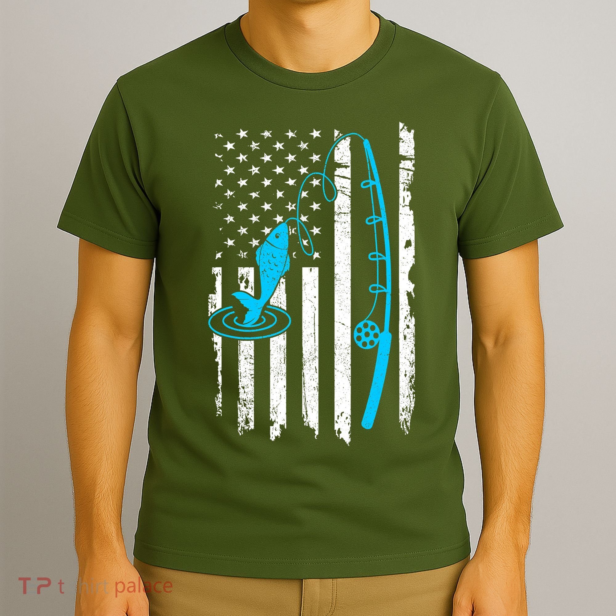American Flag Fishing Vintage Fishing T-Shirt