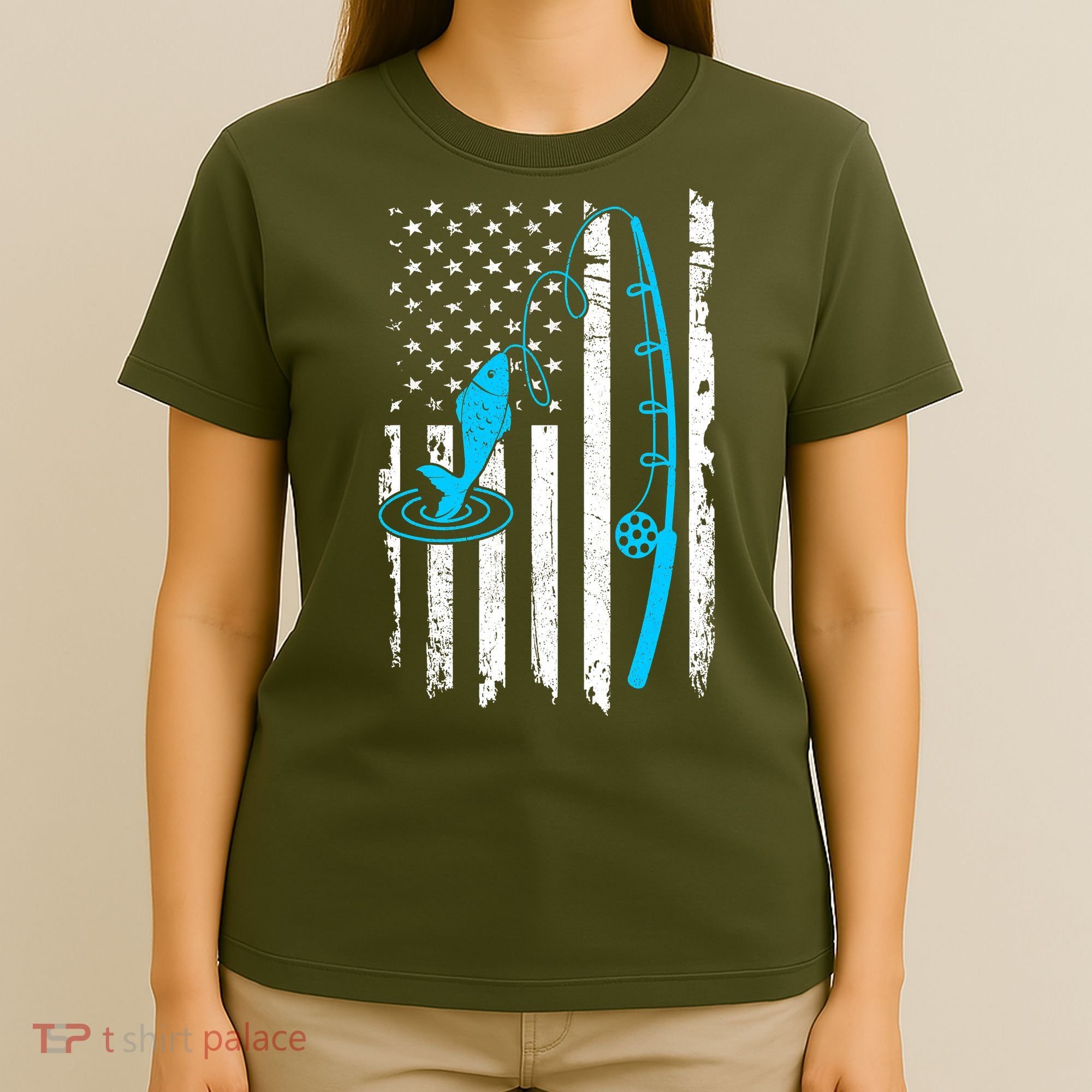 American Flag Fishing Vintage Fishing T-Shirt