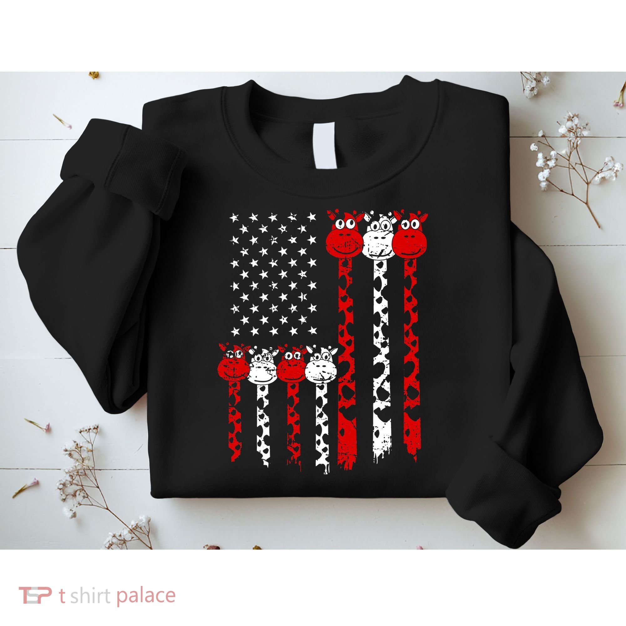 American Flag Giraffe 4th of July Cute USA Gift Sweatshirt