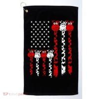 American Flag Giraffe 4th of July Cute USA Gift Golf Towel thumb 0