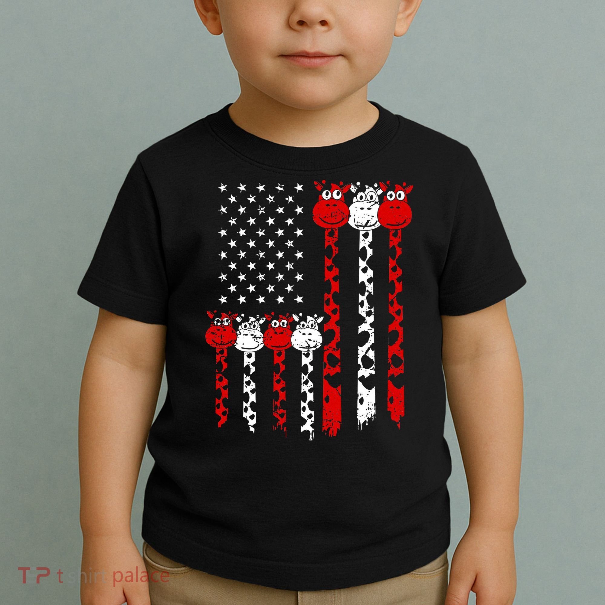American Flag Giraffe 4th of July Cute USA Gift Toddler T-Shirt