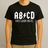 ABCD First Grade Rocks Teacher Back to School T-Shirt thumb 3