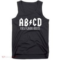 ABCD First Grade Rocks Teacher Back to School Tank Top thumb 0