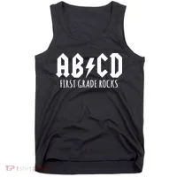 ABCD First Grade Rocks Teacher Back to School Tank Top thumb 0