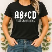 ABCD First Grade Rocks Teacher Back to School Women's T-Shirt thumb 2