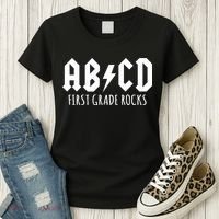 ABCD First Grade Rocks Teacher Back to School Women's T-Shirt thumb 3