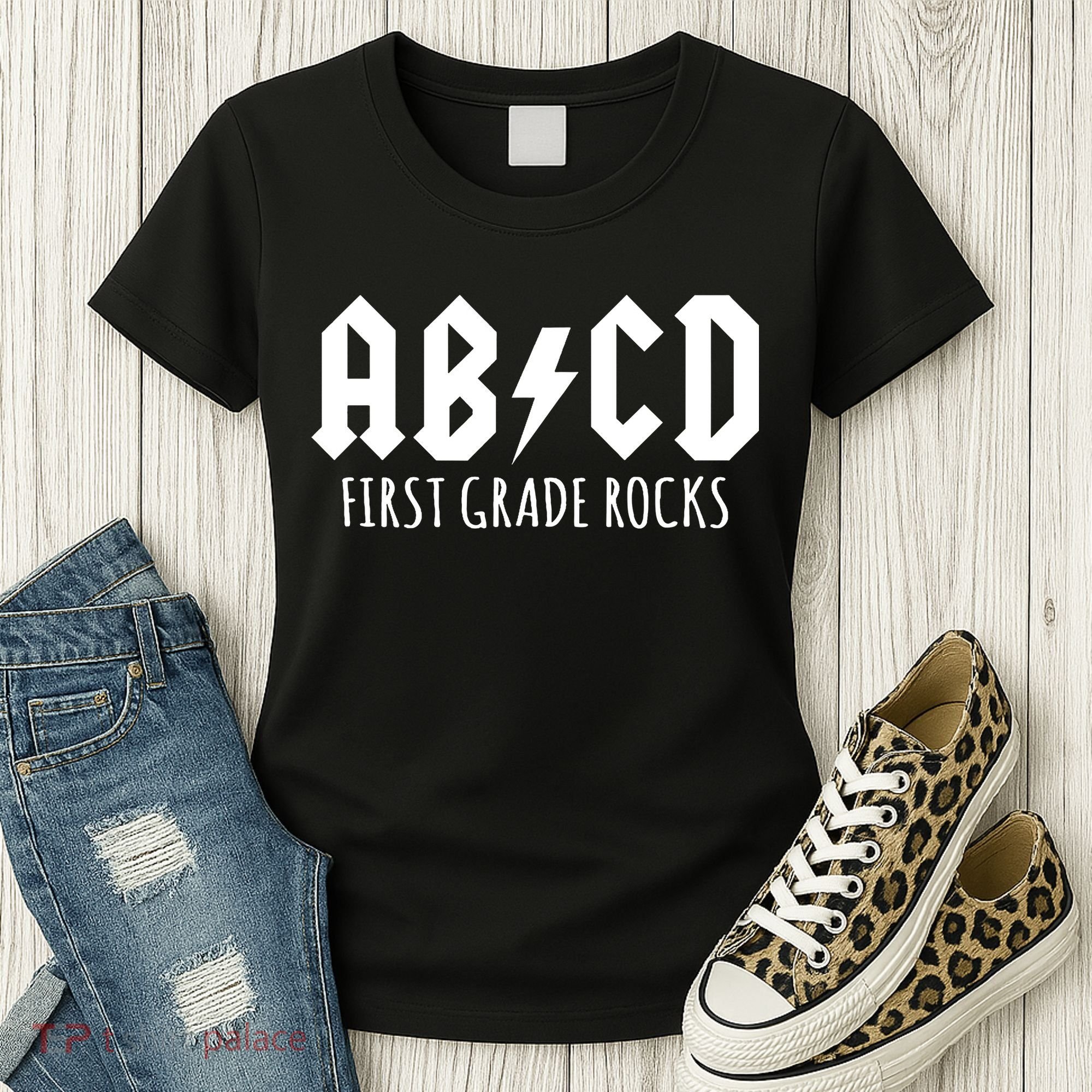 ABCD First Grade Rocks Teacher Back to School Women's T-Shirt