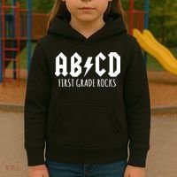 ABCD First Grade Rocks Teacher Back to School Kids Hoodie thumb 3