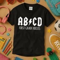 ABCD First Grade Rocks Teacher Back to School Kids T-Shirt thumb 3