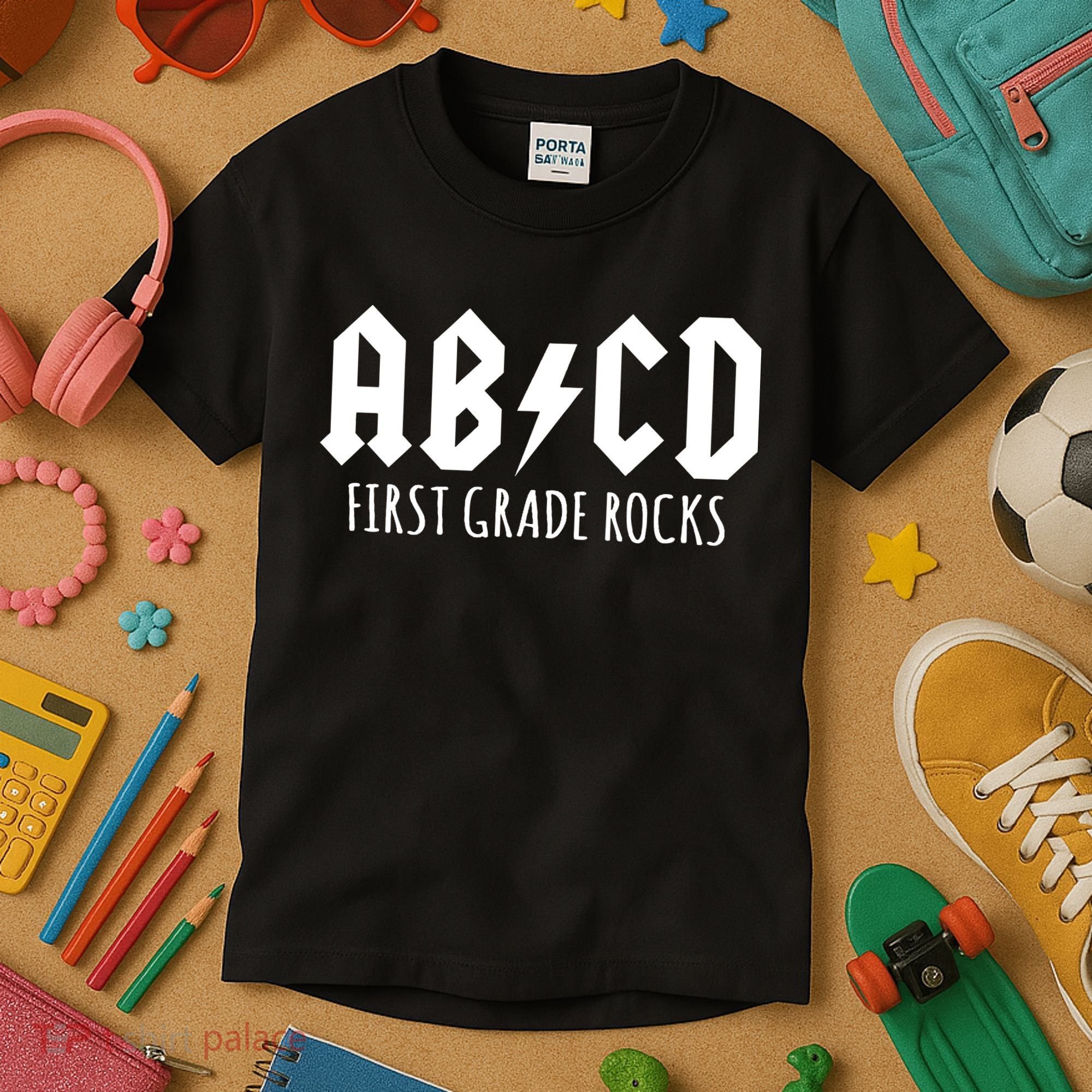 ABCD First Grade Rocks Teacher Back to School Kids T-Shirt