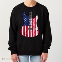 American Flag Guitar Funny Usa Guitarist Outfit Women's Sweatshirt thumb 0