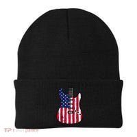 American Flag Guitar Funny Usa Guitarist Outfit Beanie thumb 0