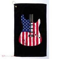 American Flag Guitar Funny Usa Guitarist Outfit Golf Towel thumb 0