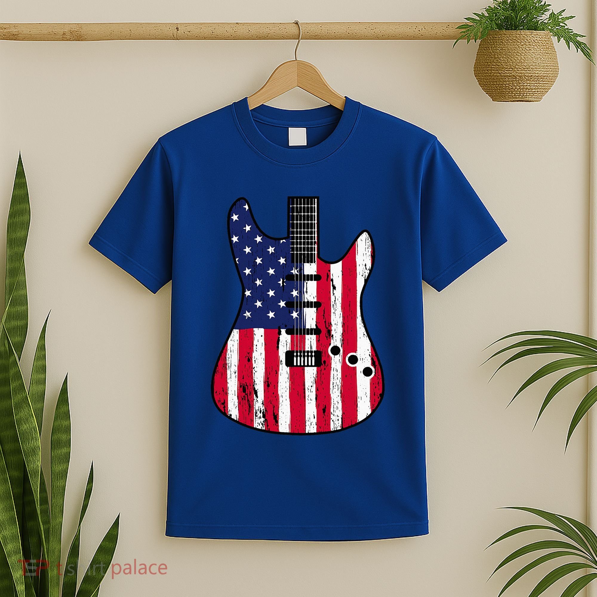 American Flag Guitar Funny Usa Guitarist Outfit T-Shirt