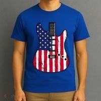 American Flag Guitar Funny Usa Guitarist Outfit T-Shirt thumb 3