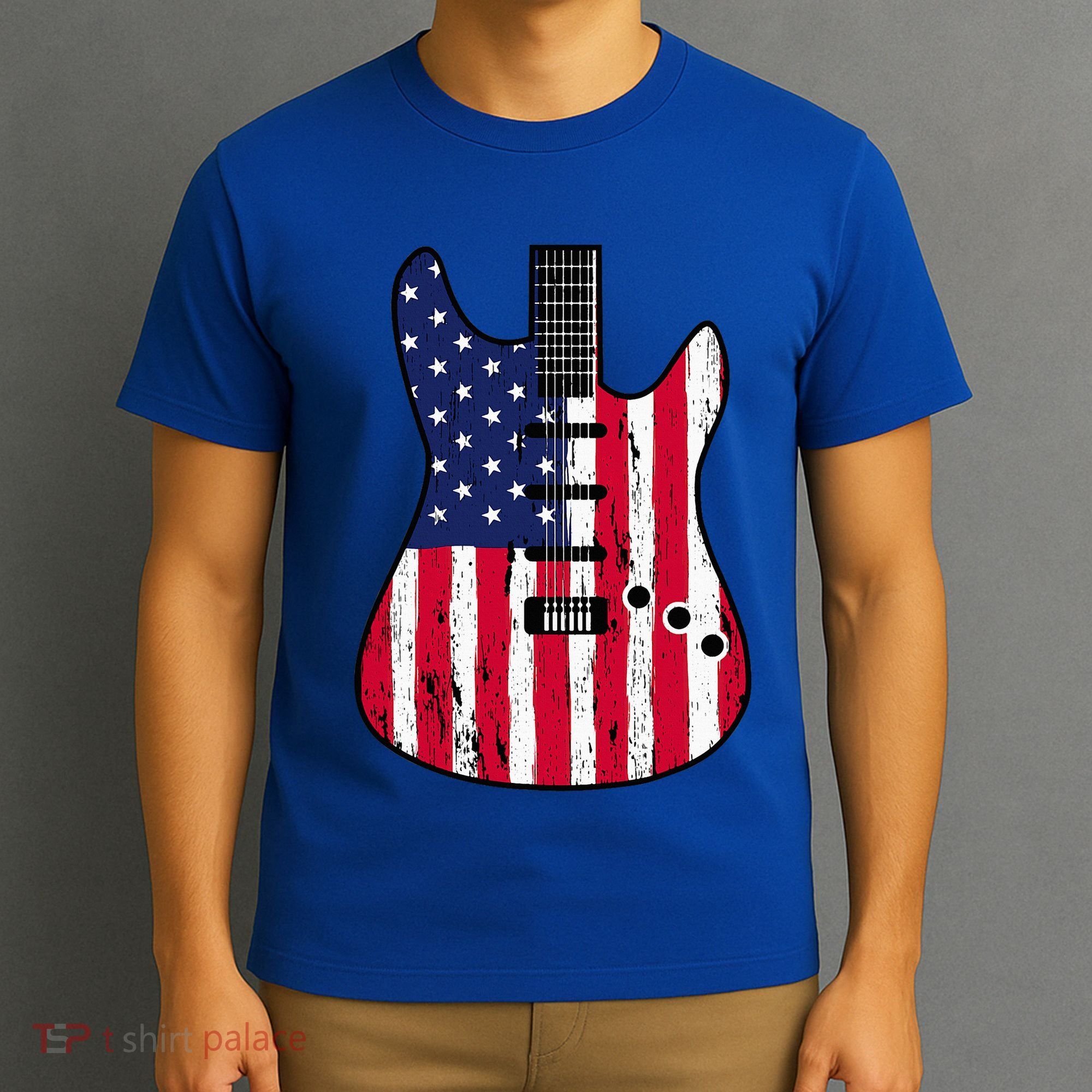 American Flag Guitar Funny Usa Guitarist Outfit T-Shirt