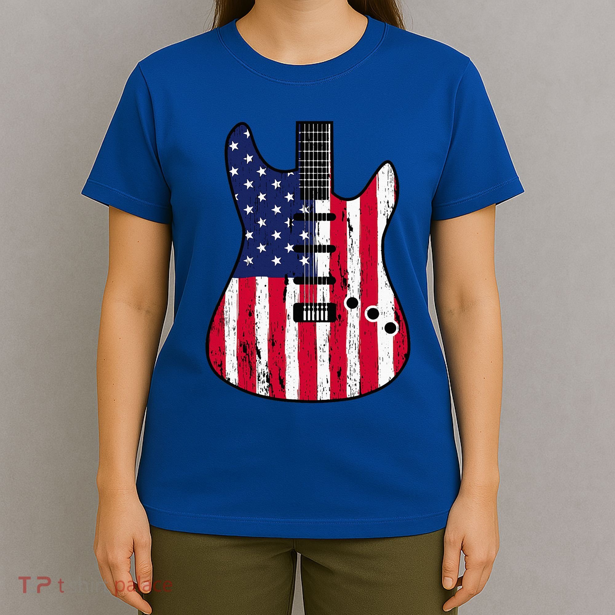 American Flag Guitar Funny Usa Guitarist Outfit T-Shirt