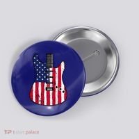 American Flag Guitar Funny Usa Guitarist Outfit Button thumb 0