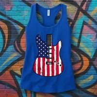 American Flag Guitar Funny Usa Guitarist Outfit Women's Tank Top thumb 3