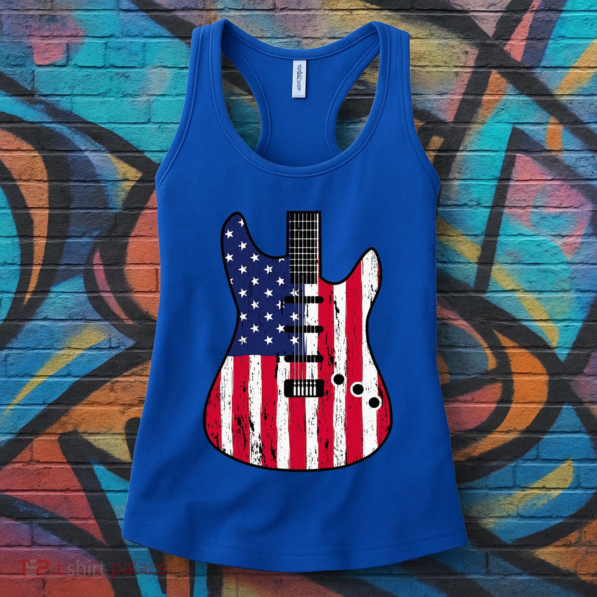 American Flag Guitar Funny Usa Guitarist Outfit Women's Tank Top