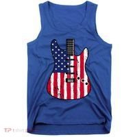 American Flag Guitar Funny Usa Guitarist Outfit Tank Top thumb 0