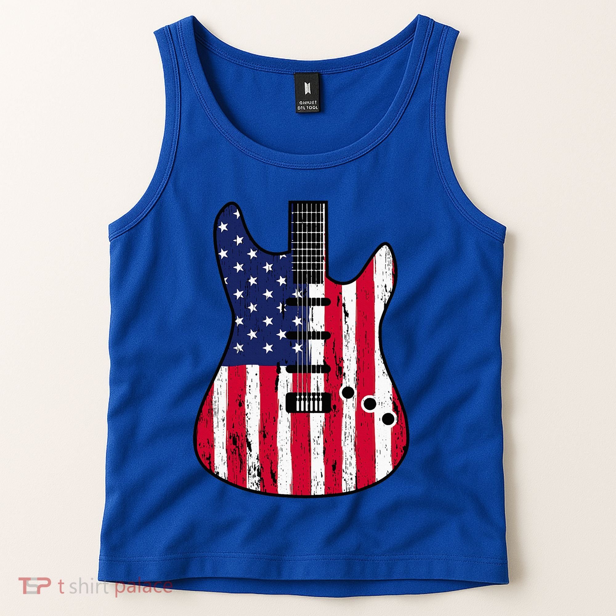 American Flag Guitar Funny Usa Guitarist Outfit Tank Top
