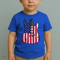 American Flag Guitar Funny Usa Guitarist Outfit Toddler T-Shirt thumb 2