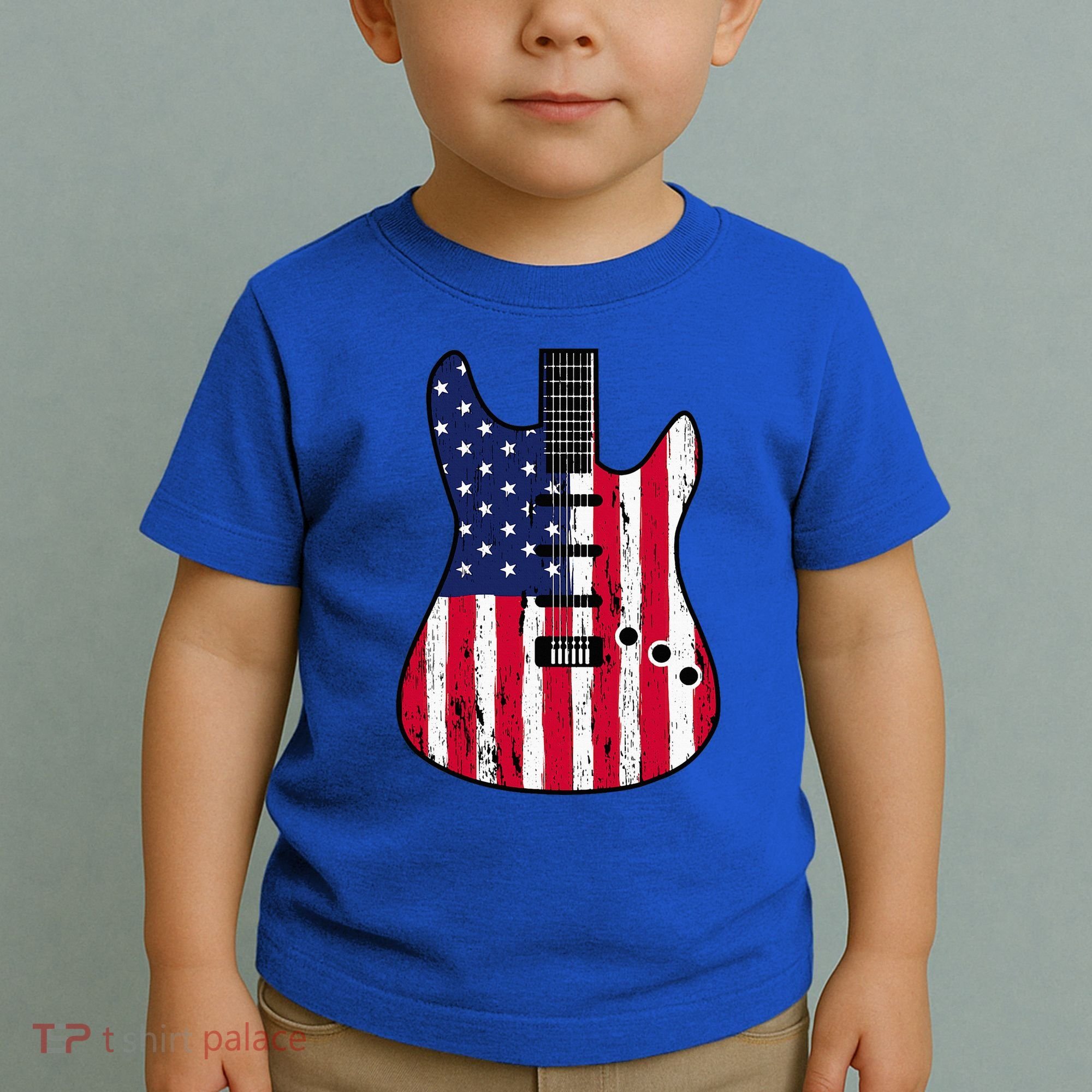 American Flag Guitar Funny Usa Guitarist Outfit Toddler T-Shirt
