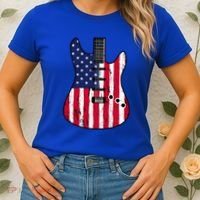 American Flag Guitar Funny Usa Guitarist Outfit Women's T-Shirt thumb 2