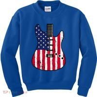 American Flag Guitar Funny Usa Guitarist Outfit Kids Sweatshirt thumb 0
