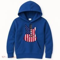 American Flag Guitar Funny Usa Guitarist Outfit Kids Hoodie thumb 0