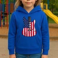American Flag Guitar Funny Usa Guitarist Outfit Kids Hoodie thumb 3